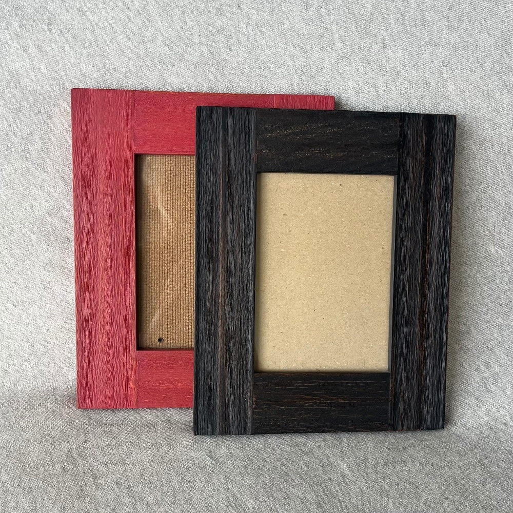 Pottery Barn Red and Dark Brown Wood Picture Frames (Set of 2)
